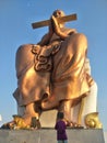 Statue of Somdej To, sitting, waiting to receive people