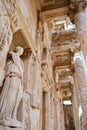 The statue of Sophia at Celsus library, Ephesus, Turkey. perspective