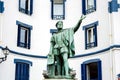 Statue of the Spanish explorer Sebastian Elcano in his hometown, Guetaria Royalty Free Stock Photo