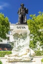 The statue of the Spanish famous painter Goya at the entrance to