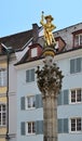 Statue on the Square Muensterplatz in the Old Town of Freiburg in Breisgau, Baden - Wuerttemberg Royalty Free Stock Photo