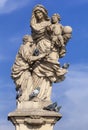 Statue of St. Anne on the Charles bridge in Prague Royalty Free Stock Photo