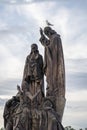 Statue of St. Cyril and St. Methodius at Charles Bridge - Prague, Czech Republic Royalty Free Stock Photo