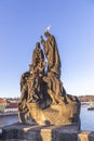 Statue of St. Cyril and St. Methodius, at charles bridge on a blue sky background Royalty Free Stock Photo