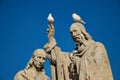 Statue of St. Cyril and St. Methodius on Charles bridge, Prague. Royalty Free Stock Photo