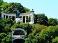 the statue of St. Gellert in Budapest. bronze and stone monument. famous and popular landmark
