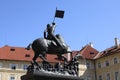 The statue of St. George in the courtyard of Prague Castle Royalty Free Stock Photo