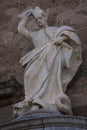 Statue of St. Ignatius of Loyola on the front of the Church of Saints Justo and Pastor