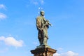 Statue of St. John of Nepomuk on Charles bridge, Prague. Czech Republic Royalty Free Stock Photo