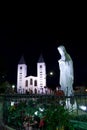 Statue of St. Mary in Medjugorje at midnight