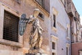 Saint Michael archangel sculpture at the ancient Castel Sant`Angelo, Rome, Italy