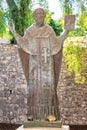 The statue of St.Nicholas in the garden of St.Nicholas Church. Royalty Free Stock Photo