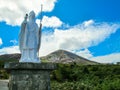 Statue of St. Patrick in front of Crough Patrick Mountain Royalty Free Stock Photo