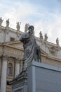 Statue of St. Peter in front of St. Peter`s Basilica in Vatican Royalty Free Stock Photo