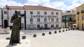 Statue of St. Peter, local specialty pastry shop Pasteis de Feijao, Torres Vedras, Portugal