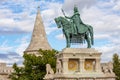 Statue of St. Stephen in Fisherman`s Bastion, Budapest, Hungary Royalty Free Stock Photo