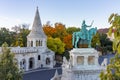 Statue of St. Stephen in Fisherman`s Bastion, Budapest, Hungary Royalty Free Stock Photo