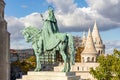 Statue of St. Stephen in Fisherman`s Bastion, Budapest, Hungary Royalty Free Stock Photo