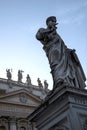 Statue of St Teter in the Piazza St Pietro by St Peter`s Basilica in the Vatican City in Rome Italy