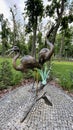 Statue of storks in the park