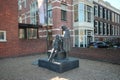 Statue on a street in Voorburg, the Netherlands, about the brothers Christiaan Huygens and constatijn Huygens who where great inve