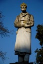 Statue sunlit Midmorning in the deep blue sky in Lodi in Lombardy (Italy)