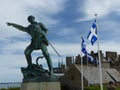 Statue of Surcouf the last privateer Malouins to Saint Malo in Brittany, France. Royalty Free Stock Photo