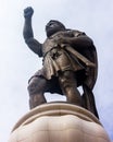 Statue with sword in the centre of Skopje, Macedonia