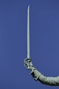 Statue and sword of General Marquis de Lafayette in Cours la Reine, Paris, France - August 5, 2015 - honoring Founding Father of A