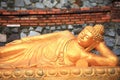 Reclining Golden Buddha Statue Iconographic