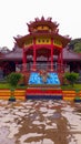 Statue at the Temple of the Goddess of the Sea Shen Mu Miau, in the Pasir Padi Beach area, Pangkalpinang City, Indonesia.