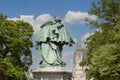 Statue of 16th century resistance fighters in the garden of Square of Petit Sablon, Brussels, Belgium