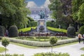 Statue of 16th century resistance fighters in the garden of Square of Petit Sablon, Brussels, Belgium