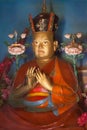 Statue of 16th Karmapa with Black Crown Royalty Free Stock Photo