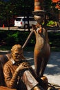 A statue of Theodore Geissel, better known as Dr Seuss, with his friend The Cat in the Hat