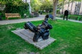 Statue of Thomas Becket in St Paul`s Cathedral churchyard in central London