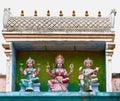 Statue Of Three Hindu Goddesses On The Roof