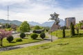 Statue to the great commander Issa Pliev sitting on a horse in Vladikavkaz