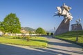 Statue to the great commander Issa Pliev sitting on a horse in Vladikavkaz