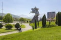 Statue to the great commander Issa Pliev sitting on a horse in Vladikavkaz