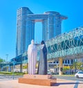 The statue `Together` depicting Arab Couple in Dubai, UAE