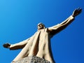 Statue on the top of The Temple of the Sacred Heart of Jesus on Tibidabo Hill Barcelona Royalty Free Stock Photo