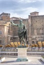 Statue of Trajan with inscription S.P.Q.R. IMP.CAESARI.NERVAE.F.TRAIANO OPTIMO PRINCIPI1 - engl: Trajan served as the Roman Royalty Free Stock Photo