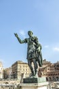 Statue of Trajan with inscription S.P.Q.R. IMP.CAESARI.NERVAE.F.TRAIANO OPTIMO PRINCIPI1 - engl: Trajan served as the Roman Royalty Free Stock Photo