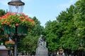 Statue and trees at the beautiful Hviezdoslav Square in Bratislava, Slovakia