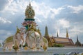 Statue of The Tri-Head Elephants Raise The King`s Symbol for The Celebration of King Bhumibol Is One of Landmark In Bangkok of Tha