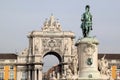 Statue and triumphal arch in Lisbon, Portugal Royalty Free Stock Photo