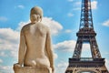 Statue on the Trocadero view pont in front of the Eiffel tower