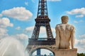 Statue on the Trocadero view pont in front of the Eiffel tower