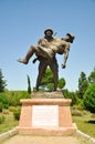 Canakkale, Turkey - June 24, 2011:Statue of a Turkish soldier carrying an injured ANZAC soldier, Gallipoli, Canakkale,